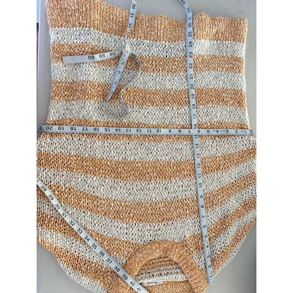 MADEWELL Baez Orange Stripe Wool Blend Pullover Sweater Womans Large Slouchy - Picture 7 of 9